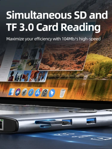 USB-Хаб (концентратор) CABLETIME CB92G (CT-HUBL3-AG) 8-в-1 USB-C HUB, HDMI, Ethernet для MacBook Pro - Gray фото 4