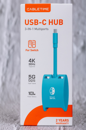 Док-станция Switch CB40U (CT-SHUB31-PBU) для Nintendo Switch OLED 3 в 1 USB C HUB Blue фото 12