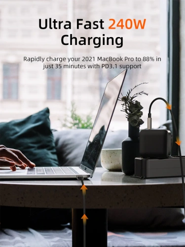 Кабель USB4 CABLETIME CU44E (CT-USB4-ZG0.5) коаксиальный, черный TPE + нейлоновый 40G/240W, АУДИО-ВИДЕО 8K/60HZz фото 2