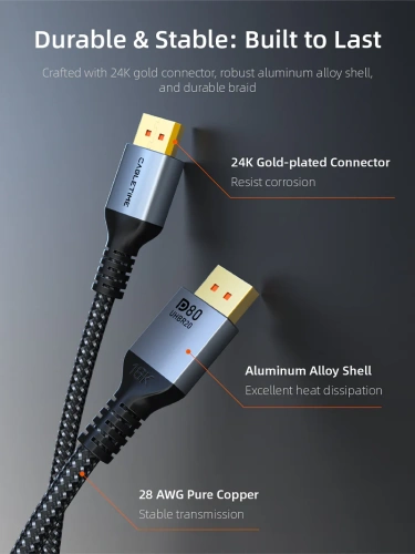 Кабель CABLETIME CD13H (CT-DP16K-AG1) DisplayPort 2.1 16K@60Hz 8K@120Hz 4K@240Hz 80Гбит/с фото 8 Кабель CABLETIME CD13H (CT-DP16K-AG1) DisplayPort 2.1 16K@60Hz 8K@120Hz 4K@240Hz 80Гбит/с фото 8