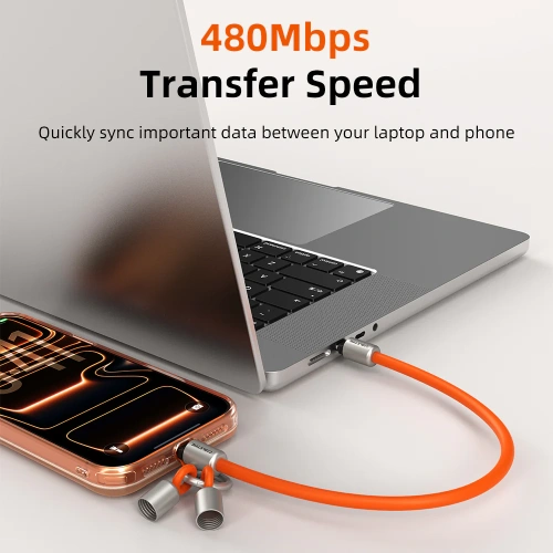 Ремешок на запястье с кабелем CABLETIME CU46G (CT-CL60-ASG) 0.3м USB-C PD60W оранжевый фото 5