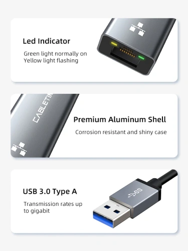 USB-Хаб CABLETIME CB50G (CT-AML1000-AG) USB 3,0 до гигабитного адаптера Ethernet 1000 Мбит /с фото 4