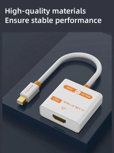 Адаптер CABLETIME CP27B (CT-AV589-02G(4K)-W0.2) Mini DisplayPort - HDMI, 4K/30 Гц, белая ПВХ-оболочка фото 6