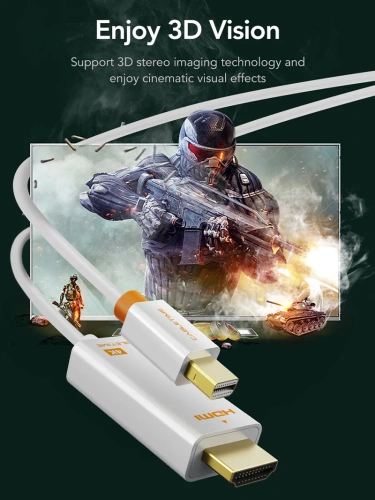 Кабель CABLETIME CD43N (CT-AV588-03G(4K)-W3) Mini DisplayPort - HDMI, Mini DP Male - HDMI Male, Ultra HD 4K/30 Гц (3840*2160p), белый фото 2