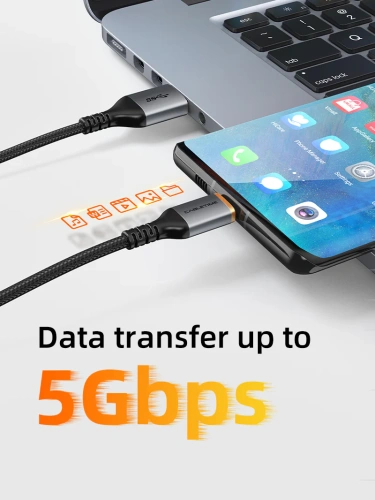 Кабель CABLETIME CA40L (CT-AMCMG1-AG2) USB3.0 AM-CM, зарядка 5 Гбит/с/3 А фото 4