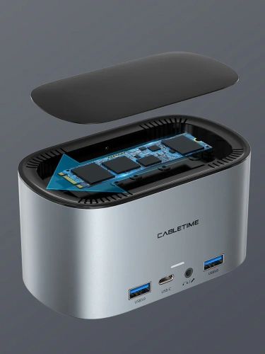 Многопортовая док-станция CABLETIME CB11G (CT-DOCK131-AG2) 13 в 1 USB C, с возможностью подключения трех мониторов и возможностью подачи питания фото 3