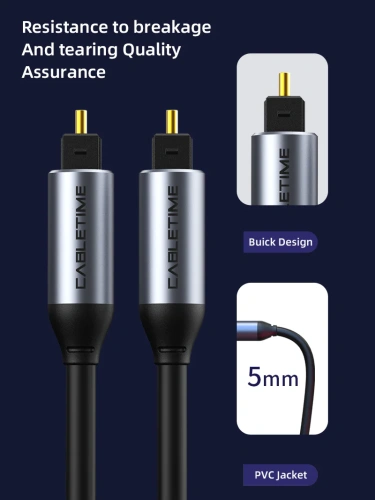 Кабель CABLETIME CF30N (CT-AV380-P04GN-S3) PRE TOSLINK M/M, цифровой аудиовыход. черный, алюминиевый фото 5