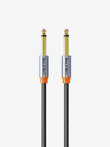 Стереофонический аудиокабель CABLETIME CF26L (CT-AM65-AG2) 2 м, 6,35 мм - Black Braided