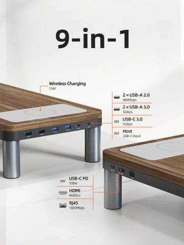 Подставка CABLETIME CSM1G (CT-MRH01-AG) с концентратором 9-в-1 фото 11