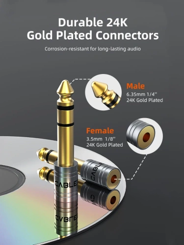 Аудиоадаптер CABLETIME CPA3G (CT-6M3F-AG) 6,3 мм на 3,5 мм фото 6 Аудиоадаптер CABLETIME CPA3G (CT-6M3F-AG) 6,3 мм на 3,5 мм фото 6