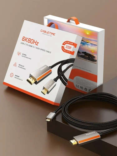 Кабель CABLETIME CC15H (CT-CMHD8K-ZG1) USB TYPE C - HDMI 8K/60 Гц фото 8 Кабель CABLETIME CC15H (CT-CMHD8K-ZG1) USB TYPE C - HDMI 8K/60 Гц фото 8