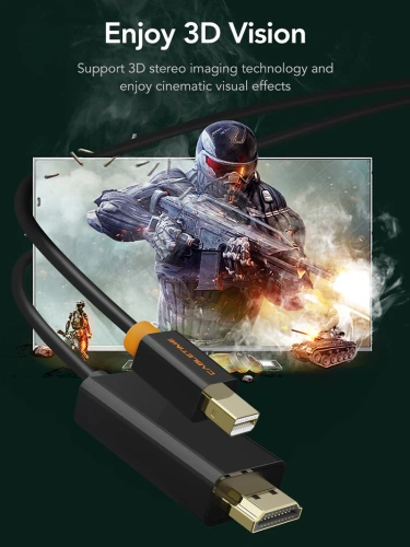 Кабель CABLETIME CD51H (CT-AV588-03G-B1) 1 м, Mini DisplayPort - HDMI, Mini DP Male - HDMI Male, Full HD (1920*1080p)/60 Гц, черный фото 3 Кабель CABLETIME CD51H (CT-AV588-03G-B1) 1 м, Mini DisplayPort - HDMI, Mini DP Male - HDMI Male, Full HD (1920*1080p)/60 Гц, черный фото 3