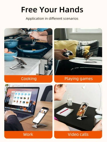 Складной алюминиевый держатель CABLETIME CS31G (CT-PH03-AG) для телефона фото 10