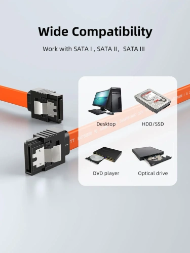 Кабель интерфейсный CABLETIME CAS2E (CT-SATA3-B0.5) 0.5 м, Orange, SATA 3.0, прямой разъем, металлические защелки фото 7 Кабель интерфейсный CABLETIME CAS2E (CT-SATA3-B0.5) 0.5 м, Orange, SATA 3.0, прямой разъем, металлические защелки фото 7