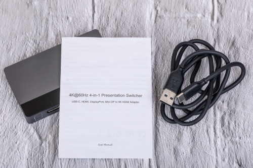 Переключатель CABLETIME CB00G (CT-PS41-GB1) 4-в-1, Mini DP / DP / HDMI / Type-C, 4K@60 Гц, 15 м, подсветка, космический серый фото 6