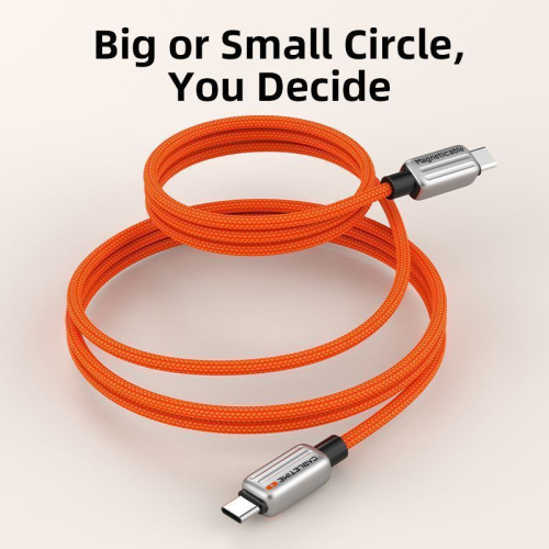 Магнитный кабель USB-C CABLETIME CU06L (CT-CM240-MZO2) оранжевый, быстрого заряда 2 м для iPhone 16 15 Pro Plus Max фото 9