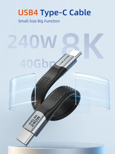 Плоский кабель USB4 CABLETIME CU45B (CT-FU4-AG) 40 Гбит/с, 8K/60 Гц, 240 Вт фото 8