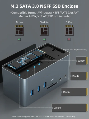 Многопортовая док-станция CABLETIME CB12G (CT-DOCK162-AG) 16-В-2 USB-C (2 × USB-C хост) фото 5