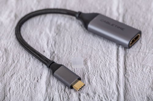 Кабель-адаптер CABLETIME CP10B (CT-C160-PU31-CMHDFn1-S0.2) 0.2 м, USB Type-C - HDMI, 4K/60 Гц, коаксиальный, нейлоновый фото 2