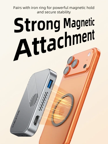 Магнитный концентратор CABLETIME CB34S (CT-HUBS1-AS) 7-в-1 1×HDMI 4K60 Гц, 1×10 Гбит/с NVMe SSD, HDMi 1×USB-A 3.2 10 Гбит/с, 1×USB-C 3.2 10 Гбит/с, 1×SD/TF 3.0 104 Мбит/с, 1×USB-C PD 100 Вт фото 9