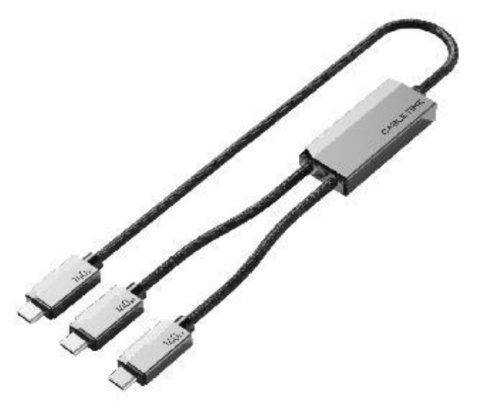Кабель CABLETIME CU14J (CT-2CM140-AG) 1.5 м USB-C на два USB-C 140 Вт черный плетеный