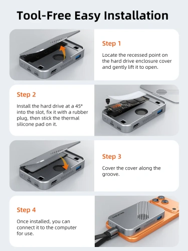 Магнитный концентратор CABLETIME CB34S (CT-HUBS1-AS) 7-в-1 1×HDMI 4K60 Гц, 1×10 Гбит/с NVMe SSD, HDMi 1×USB-A 3.2 10 Гбит/с, 1×USB-C 3.2 10 Гбит/с, 1×SD/TF 3.0 104 Мбит/с, 1×USB-C PD 100 Вт фото 8
