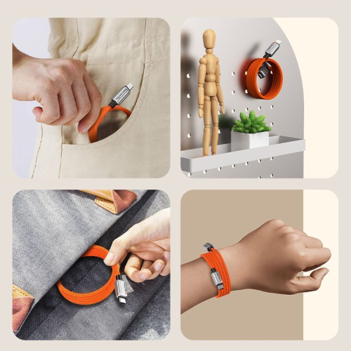 Магнитный кабель USB-C CABLETIME CU06L (CT-CM240-MZO2) оранжевый, быстрого заряда 2 м для iPhone 16 15 Pro Plus Max фото 11