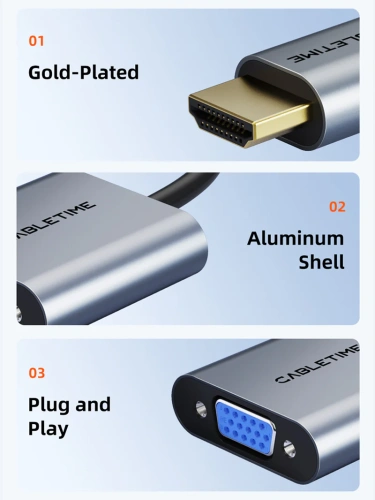 Адаптер CABLETIME CP53G (CT-C160-PU31-HMVGA1-S0.15) HDMI-VGA, космический серый фото 4