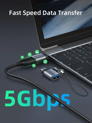 Адаптер CABLETIME CP71G (CT-OTG-CMAF-AGL) USB-C Male to USB3.0 A Female OTG С петлей для шнурка. Алюминий фото 2 Адаптер CABLETIME CP71G (CT-OTG-CMAF-AGL) USB-C Male to USB3.0 A Female OTG С петлей для шнурка. Алюминий фото 2