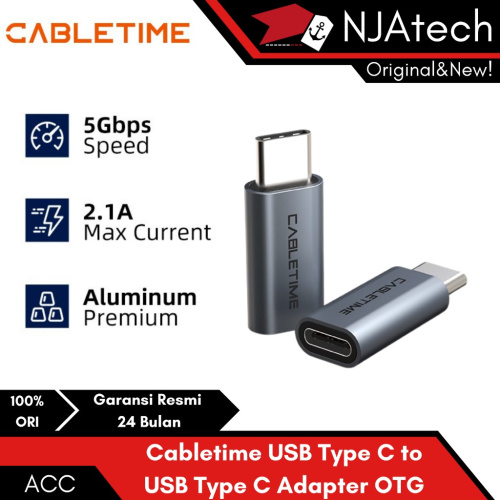 Адаптер CABLETIME CP74G (CT-C160-U31-CMCF-AS) USB-C Male to USB-C Female. Алюминий фото 2