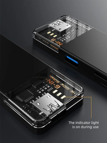 Док-станция CABLETIME CB04B (CT-HUBT4-PB) 6-в-1 MultiPort Hub, 4K HDMI, 100W Power Delivery, USB-хаб для ноутбука и ПК фото 2