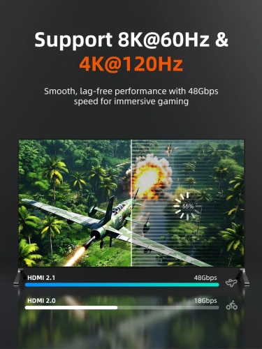 Кабель CABLETIME CH14L (CT-SHD8K-AG2) 8K SLIM HDMI 2.1, позолоченный, 8K/60 Гц, черный фото 9