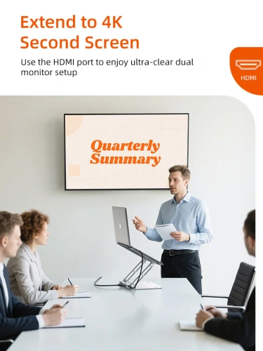 Подставка CABLETIME CS52S (CT-LS08H-AS)  с док-станцией для ноутбука 8-в-1 с экраном 14–17,3 дюйма Space Grey фото 3