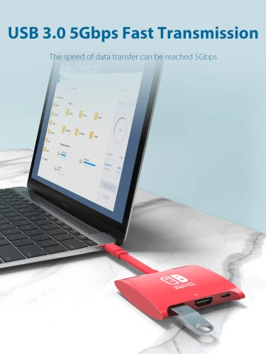 Док-станция Switch CB40R (CT-SHUB31-PR) для Nintendo Switch OLED 3 в 1 USB C HUB Red фото 6 Док-станция Switch CB40R (CT-SHUB31-PR) для Nintendo Switch OLED 3 в 1 USB C HUB Red фото 6