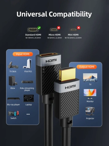 Удлинительный кабель CABLETIME CH25E (CT-HDMF4K-AG0.5) черный, 4K60Hz HDMI фото 7