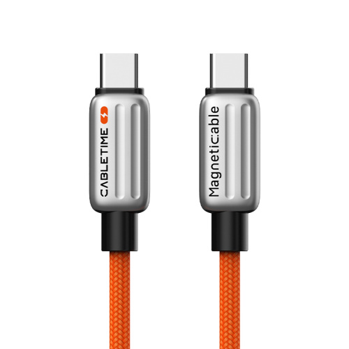 Магнитный кабель USB-C CABLETIME CU06L (CT-CM240-MZO2) оранжевый, быстрого заряда 2 м для iPhone 16 15 Pro Plus Max фото 2