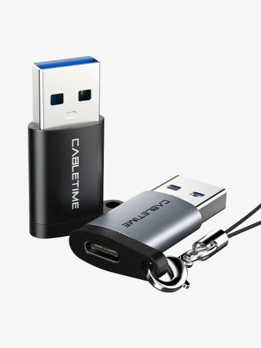 Адаптер CABLETIME CP73B (CT-OTG-AMCF-ABL) USB3.0 A Male to USB -C Female OTG С петлей для шнурка. Алюминий Адаптер CABLETIME CP73B (CT-OTG-AMCF-ABL) USB3.0 A Male to USB -C Female OTG С петлей для шнурка. Алюминий