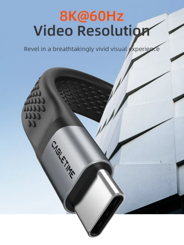 Плоский кабель USB4 CABLETIME CU45B (CT-FU4-AG) 40 Гбит/с, 8K/60 Гц, 240 Вт фото 5