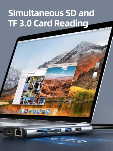 USB-Хаб (концентратор) CABLETIME CB90G (CT-HUBL1-AG) 12-в-1 USB-C HUB, 2 HDMI, 1 DisplayPort для ноутбука - Gray фото 5