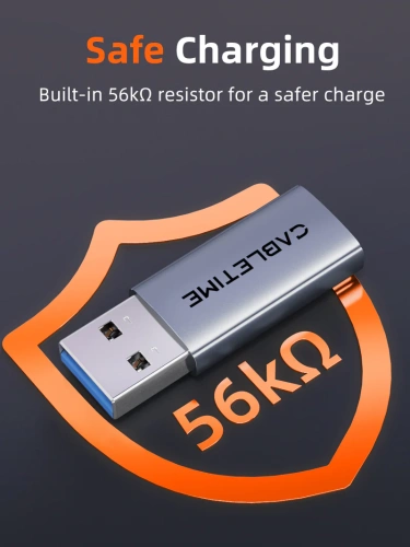 Адаптер CABLETIME CP80G (CT-AMCF10-AG) 10 Гбит/с USB3.2 A Male to USB -C Female OTG алюминий фото 6 Адаптер CABLETIME CP80G (CT-AMCF10-AG) 10 Гбит/с USB3.2 A Male to USB -C Female OTG алюминий фото 6