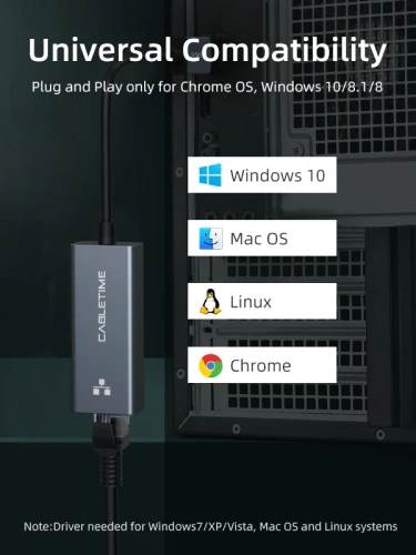 USB-Хаб CABLETIME CB50G (CT-AML1000-AG) USB 3,0 до гигабитного адаптера Ethernet 1000 Мбит /с фото 6