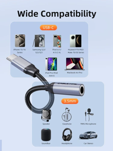 Удлинительный кабель CABLETIME CP79G (CT-C160-PU31-CMAU(D)-AS0.1) 0.1 м, ЦИФРОВОЙ *USB C TO AUDIO, черный фото 8