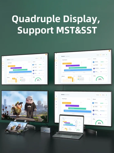 Многопортовая док-станция CABLETIME CB12G (CT-DOCK162-AG) 16-В-2 USB-C (2 × USB-C хост) фото 6