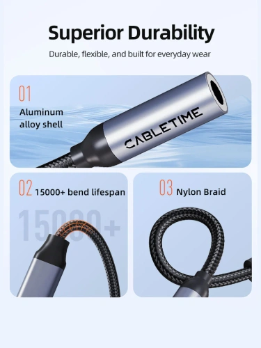 Удлинительный кабель CABLETIME CP79G (CT-C160-PU31-CMAU(D)-AS0.1) 0.1 м, ЦИФРОВОЙ *USB C TO AUDIO, черный фото 7