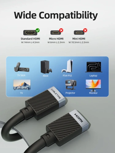 Удлинительный кабель CABLETIME CH26E (CT-HDFF4K-AG0.5) черный, 4K60Hz HDMI фото 7