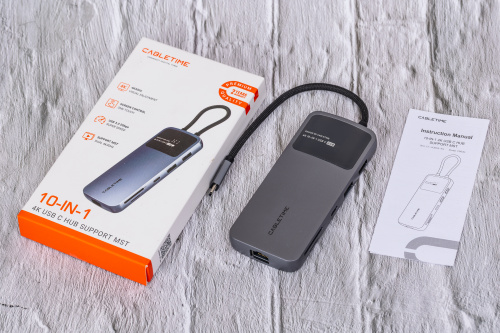 Док-станция USB-C CABLETIME CB83G (CT-HUBD4-AG) с 2×HDMI 4K30 Гц, 2×USB-A 3.0 5 Гбит/с, 1×USB-C 3.0 5 Гбит/с, 1×USB-A 2.0, 1×SD/TF 2.0, 1×USB-C PD 100 Вт, 1×LAN 1000 Мбит/с фото 9