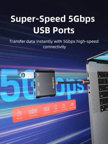 USB-Хаб (концентратор) CABLETIME CBS1B (CT-SHUB31-AB) 3-в-1 с поддержкой Switch2/1 - Black+Orange+Blue фото 6