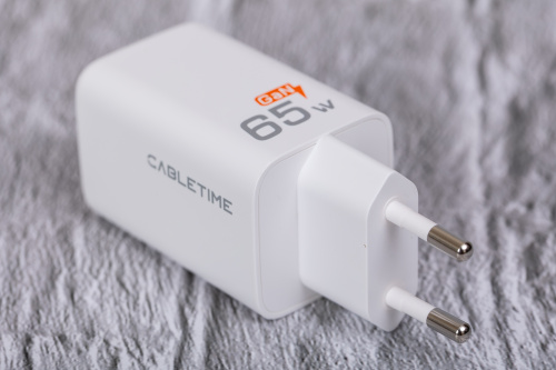 Зарядное устройство CABLETIME GA65W (CT-GAN65-PW) GaN PD3.0 2C1A 65 Вт, белый фото 2