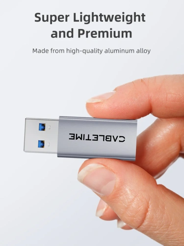 Адаптер CABLETIME CP80G (CT-AMCF10-AG) 10 Гбит/с USB3.2 A Male to USB -C Female OTG алюминий фото 8 Адаптер CABLETIME CP80G (CT-AMCF10-AG) 10 Гбит/с USB3.2 A Male to USB -C Female OTG алюминий фото 8