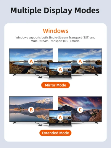 USB-концентратор CABLETIME CB72G (CT-CM2D8K-AG) 4-в-1 USB-C HUB, 8K, Dual DP адаптер - Gray фото 5